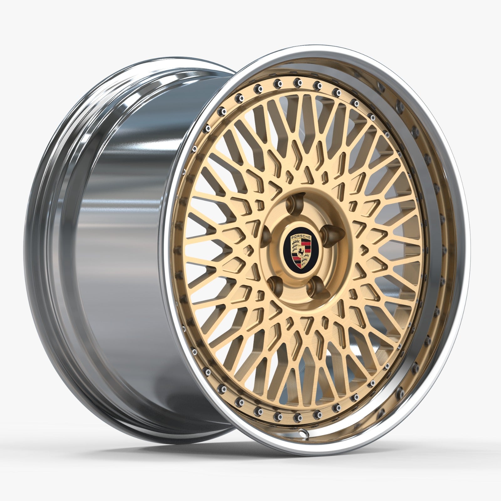 2pc Fordged Custom Wheels 20x11 ET70 & 20x9 ET51 5x130 Gold Centre Polished Dish